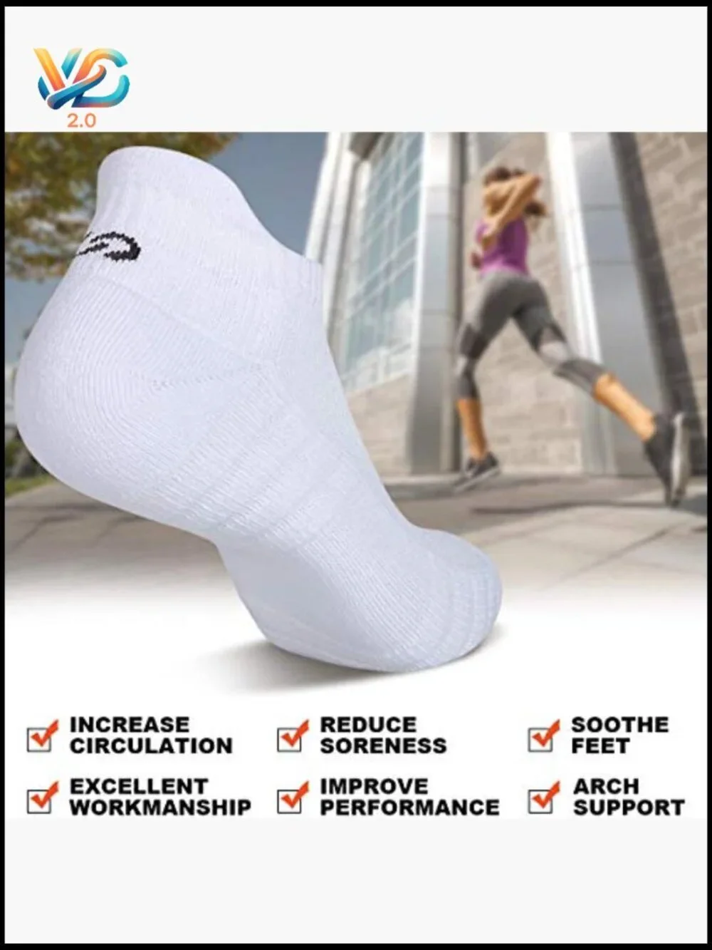 Athletic Running Ankle Socks Low Cut Cushioned Anti-Blister Tab Sports Socks 6